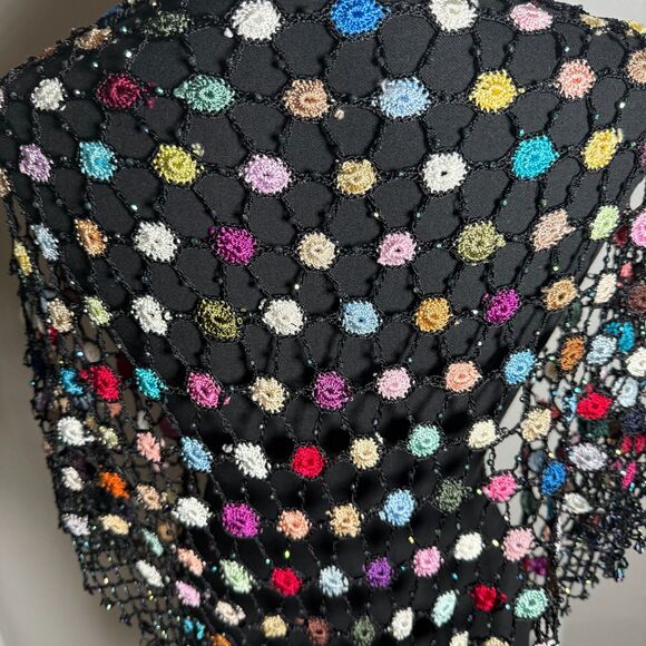 Wrap Colorful Netted Silk Feel Hand Made Crochet Floral Boho Beach Dressy - Picture 4 of 8